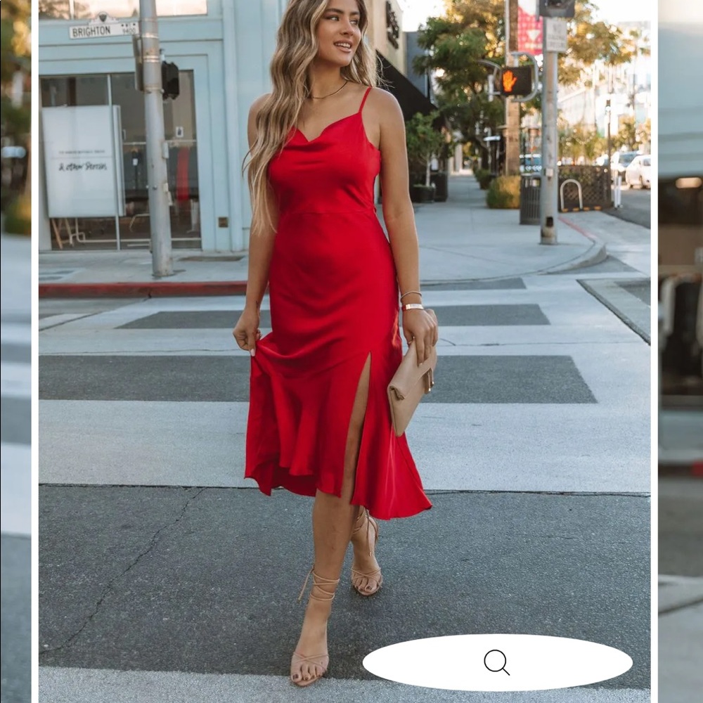 Satin midi slip dress